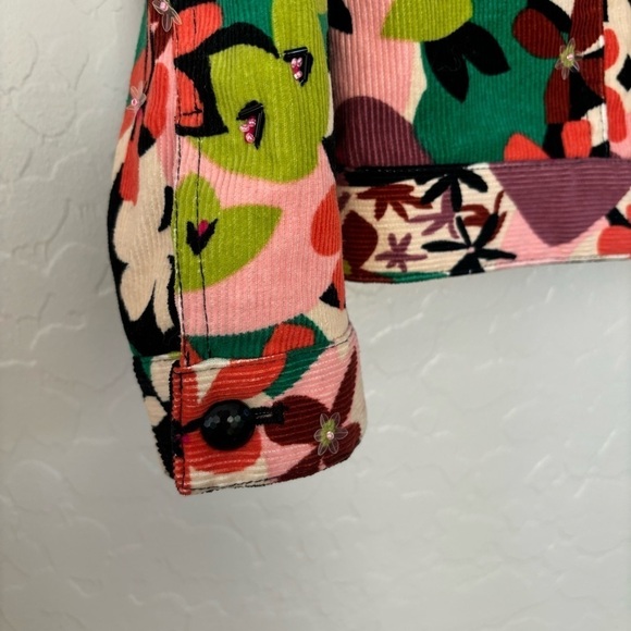 REDD Jeans Multicolor Floral Art-To-Wear Corduroy Embellished Jacket Size 4 - Picture 4 of 11